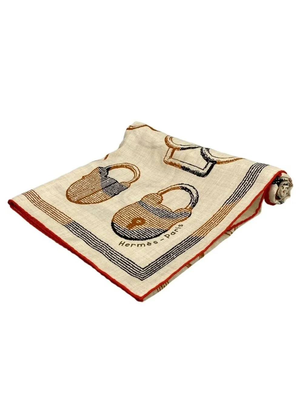 Hermes Shawl Carre 140 Gray Beige Light Brown Black Cashmere Silk Scarf